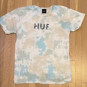 HUF mens Tie-Dye T-Shirt - Blue and Cream size Medium
